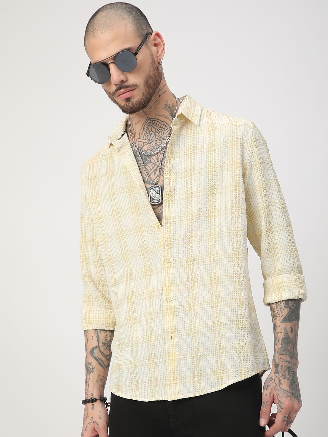 Dandelion Mini Plaid Checks Seersucker Shirt