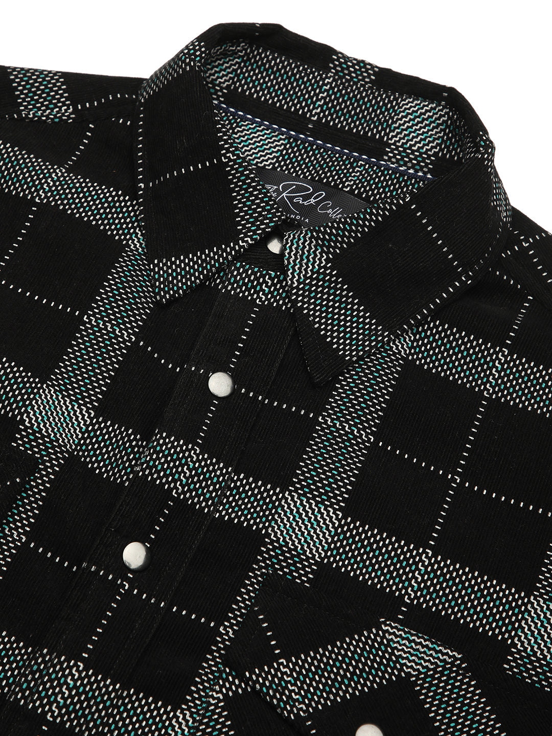 Elan Black Dot Checks Double Flap Pocket Corduroy Overshirt