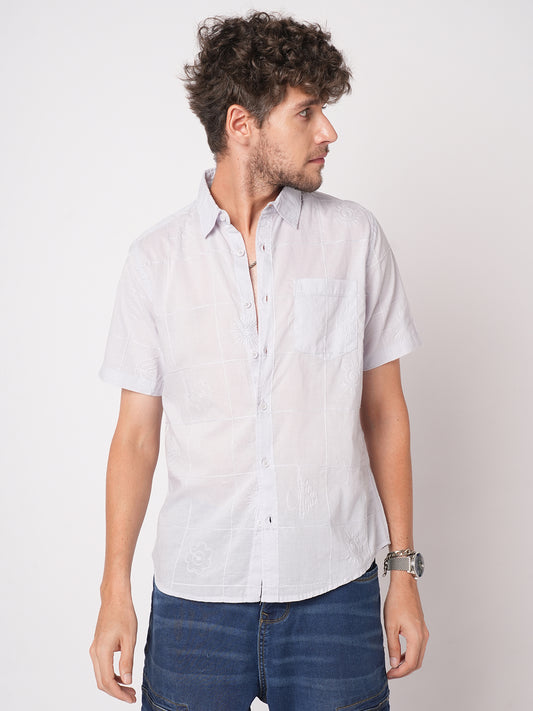 Cloud Grey Embroidered Shirt