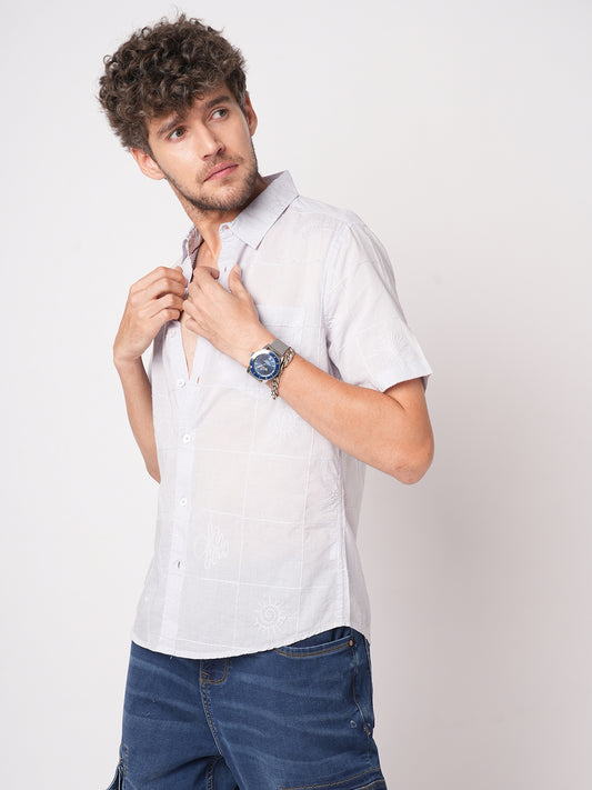 Cloud Grey Embroidered Shirt