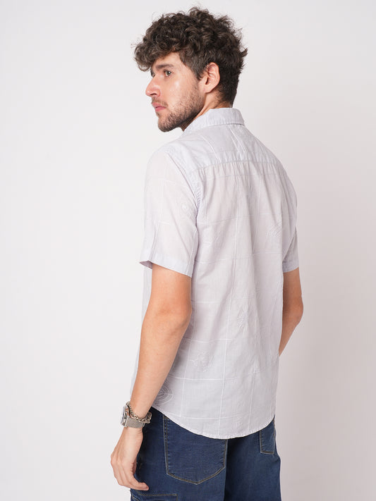 Cloud Grey Embroidered Shirt