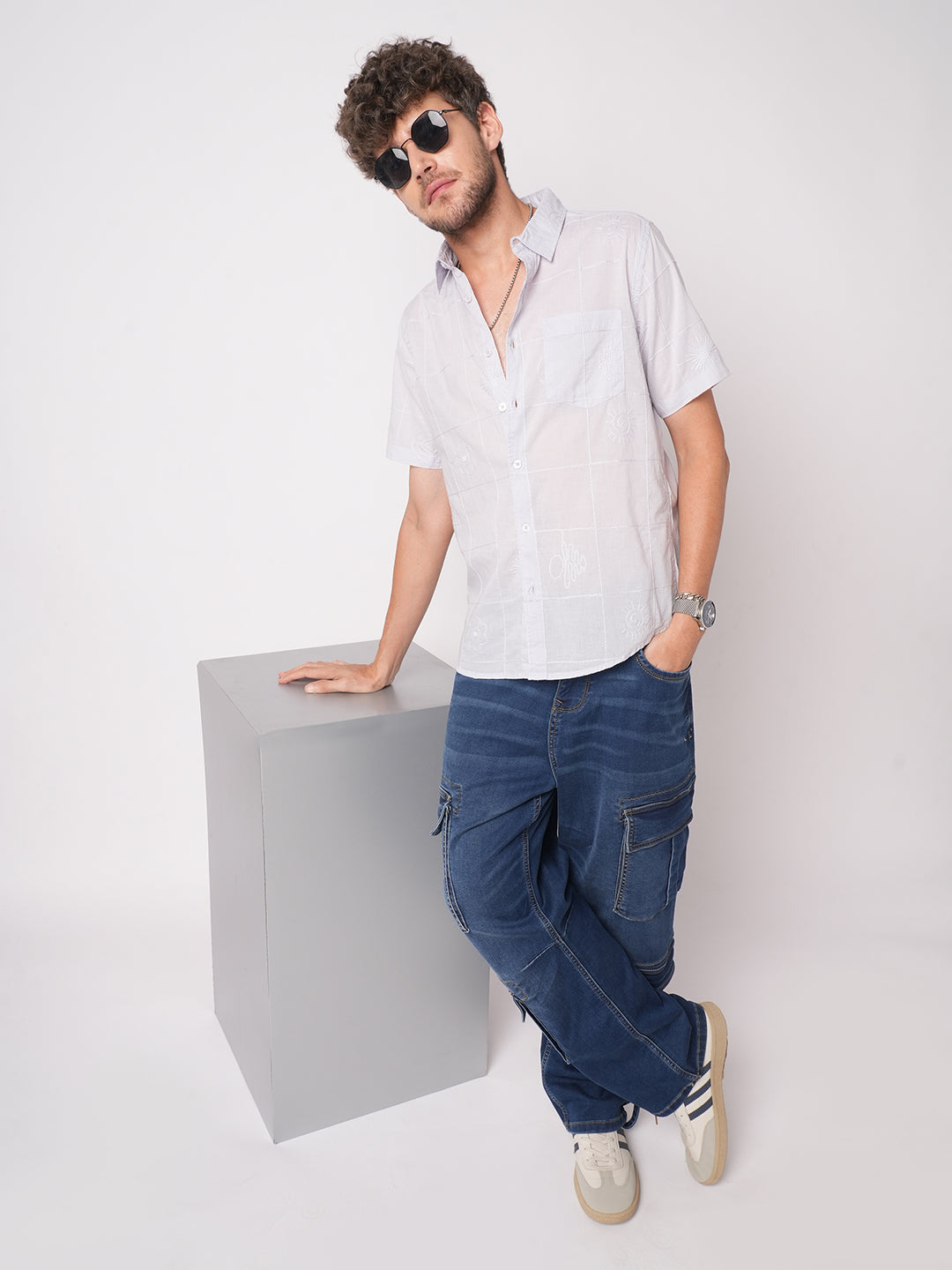 Cloud Grey Embroidered Shirt