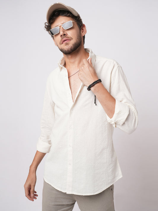 Lozenge Embroidered Ivory Shirt