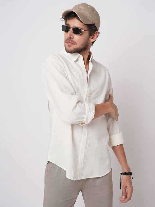 Lozenge Embroidered Ivory Shirt