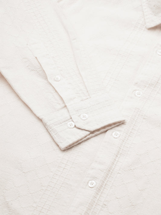 Lozenge Embroidered Ivory Shirt