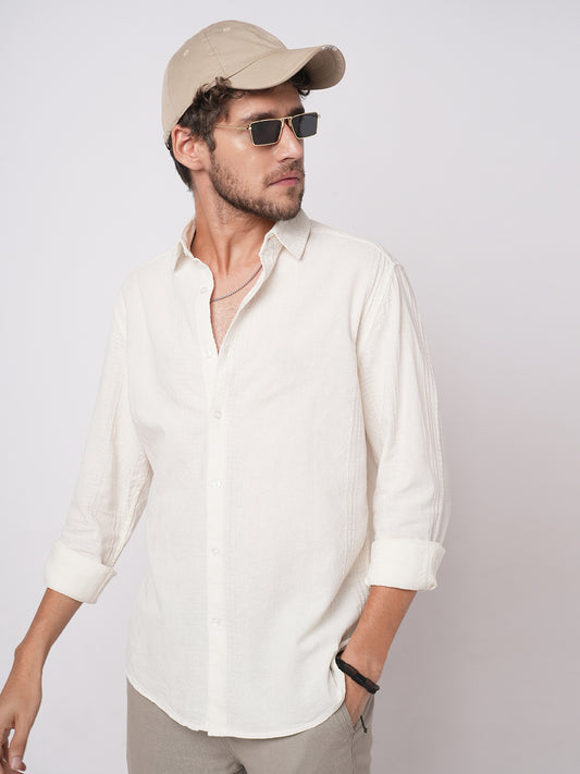 Lozenge Embroidered Ivory Shirt