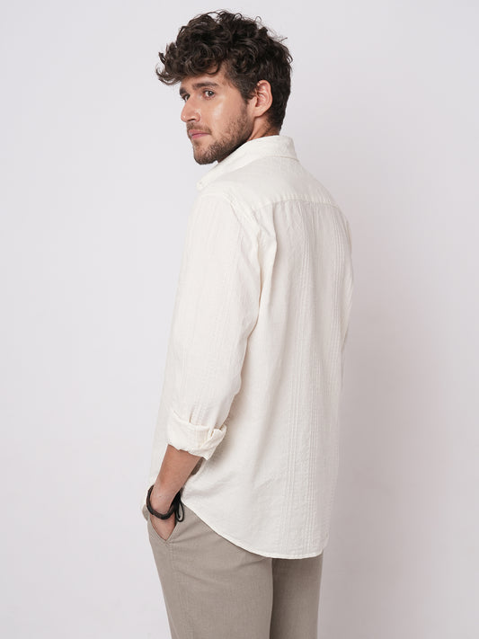 Lozenge Embroidered Ivory Shirt