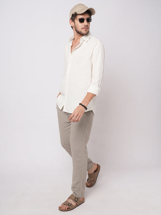 Lozenge Embroidered Ivory Shirt