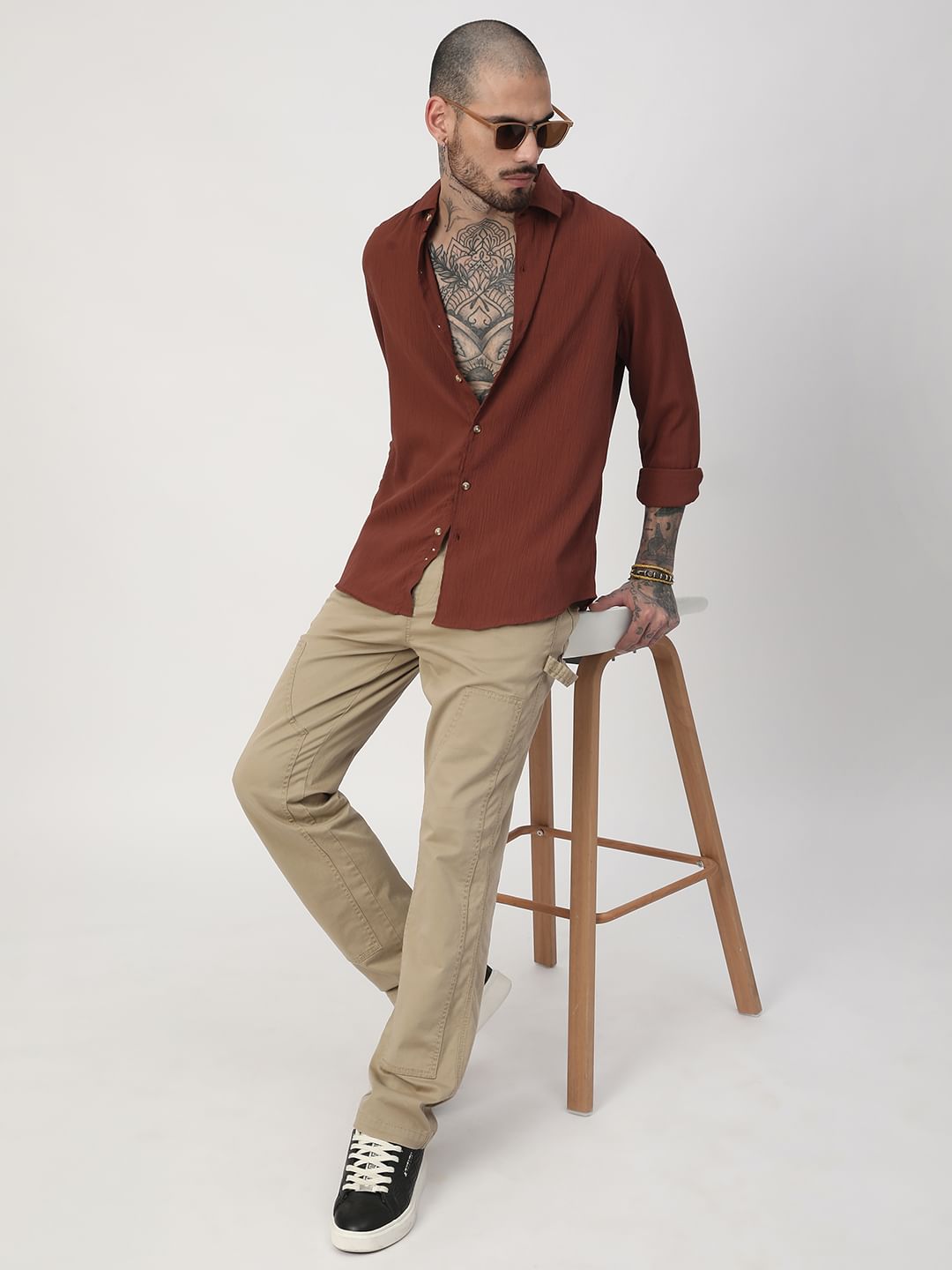Pecan Brown Textured Shirt