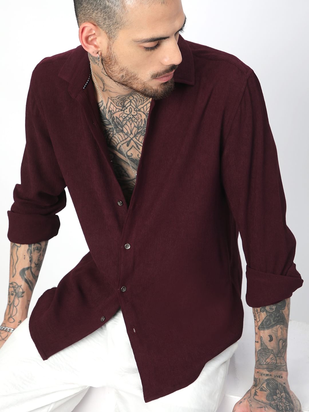 Suave Wine Crepe Shirt