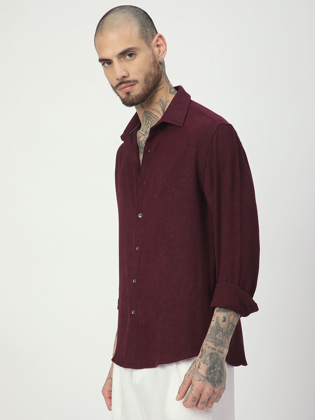 Suave Wine Crepe Shirt