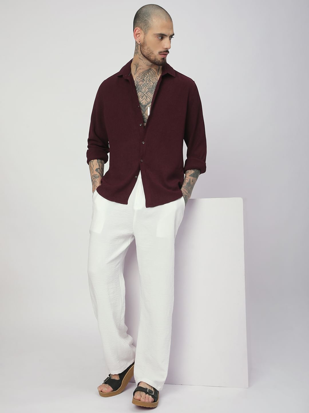 Suave Wine Crepe Shirt