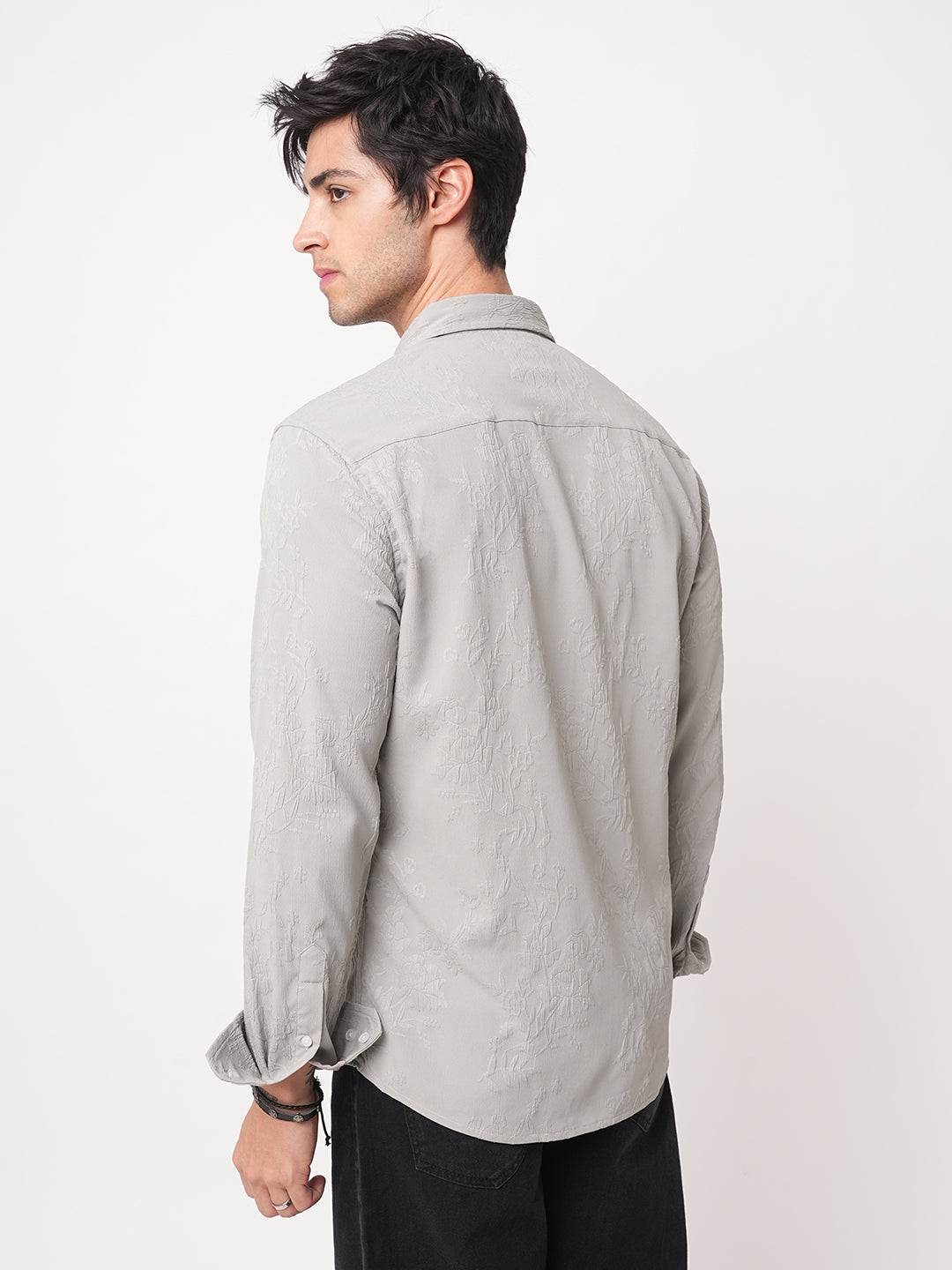 Panache Floral Grey Embossed Shirt
