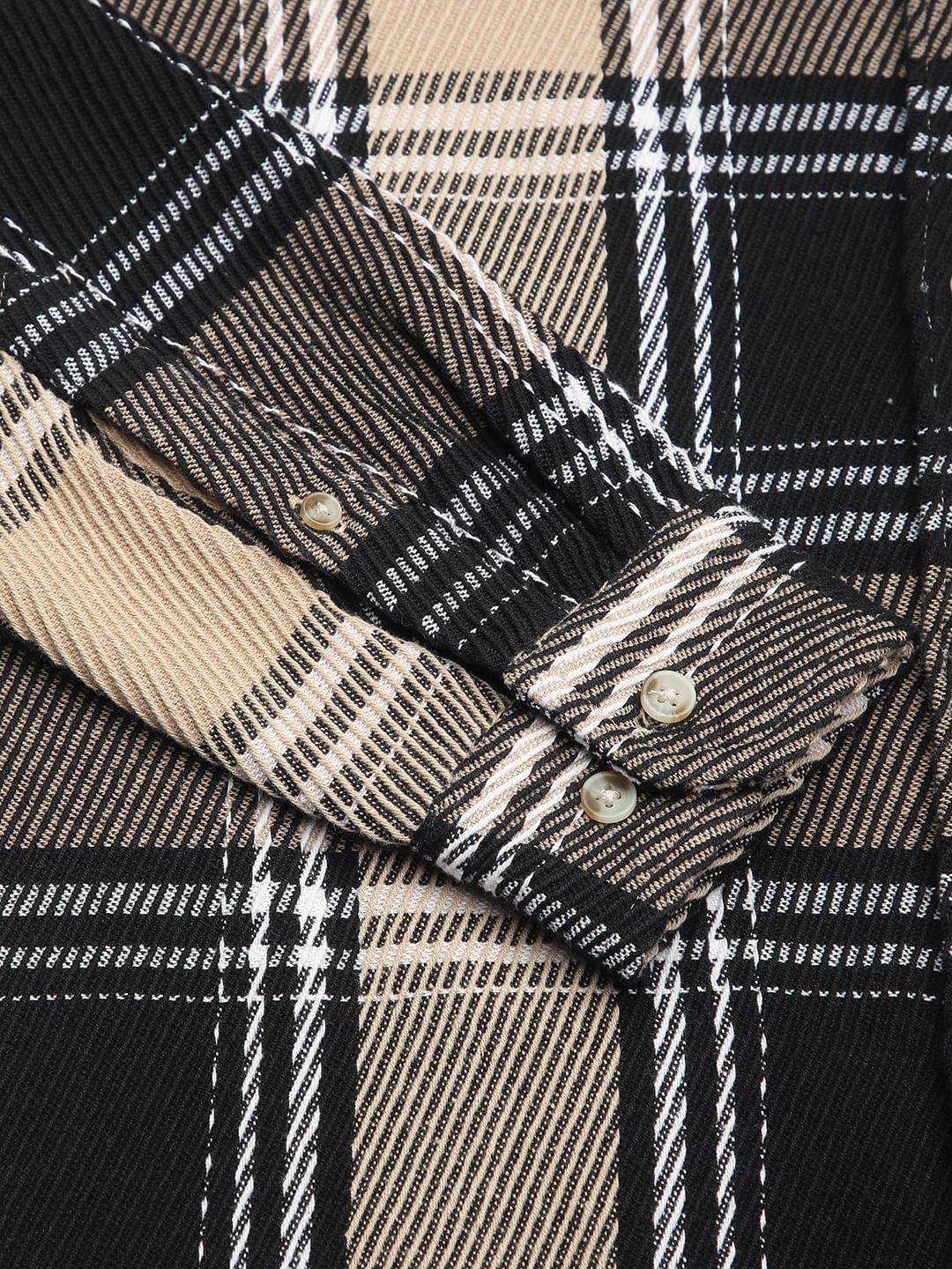 Black & Beige Heavy Twill Broad Checks Shirt