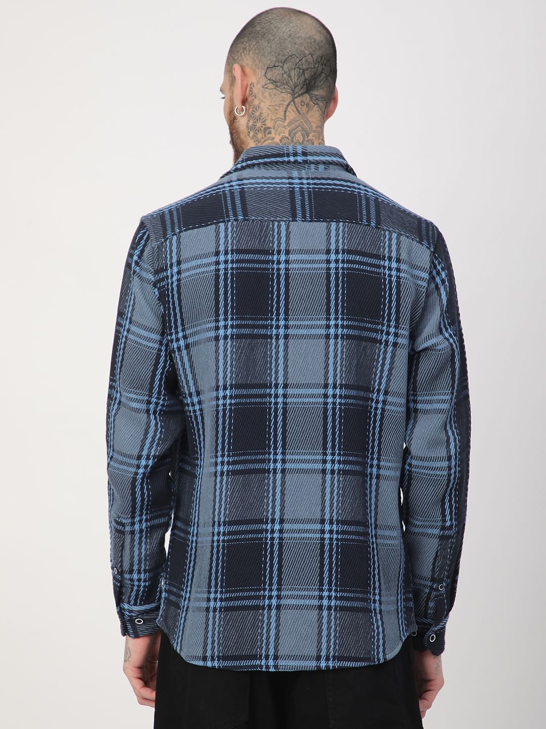 Opulent Blue Heavy Twill Tartan Checks Shirt