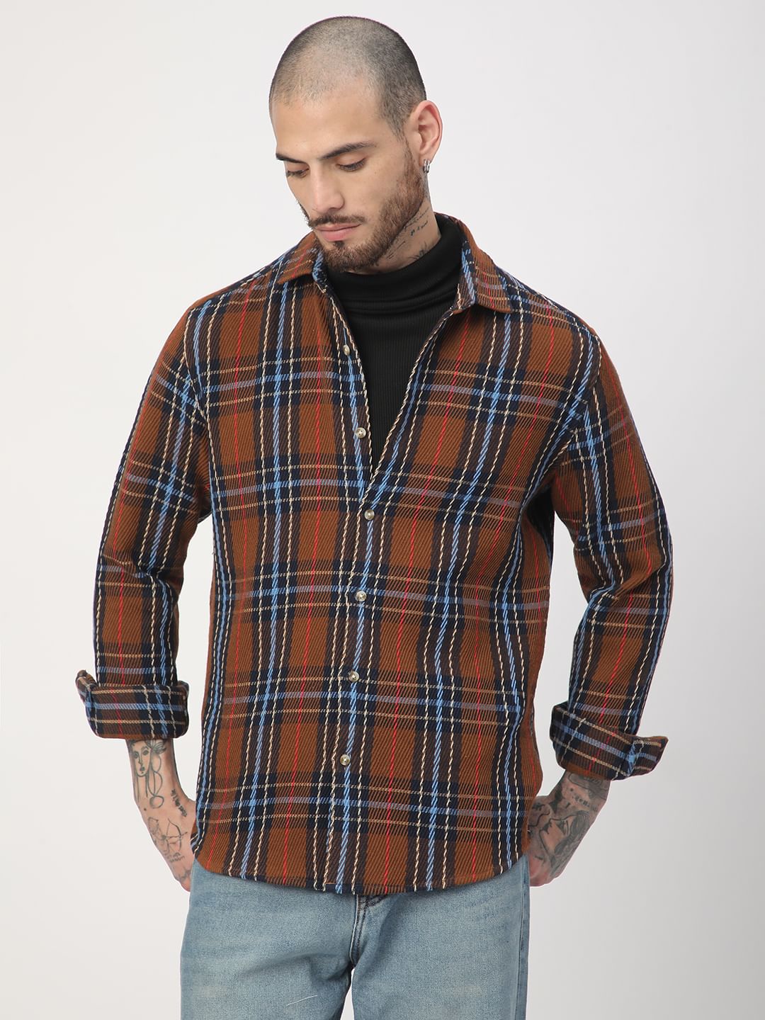 Elegance Multicolour Heavy Twill Checks Shirt