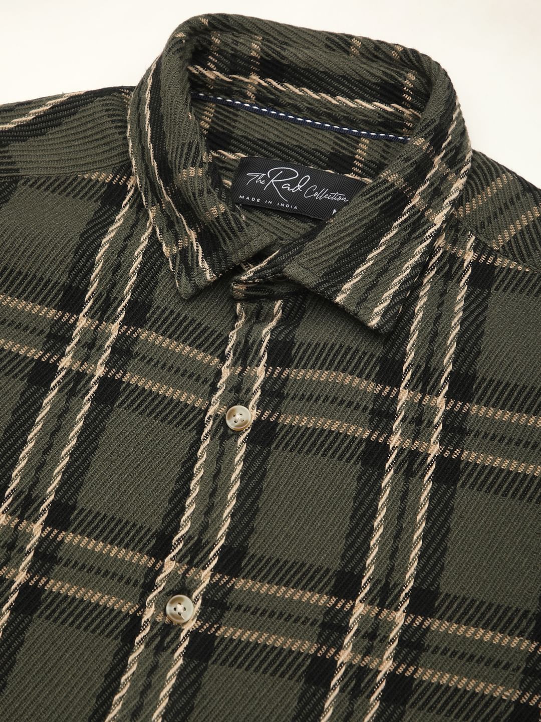 Opulent Olive & Black Heavy Twill Box Checks Shirt