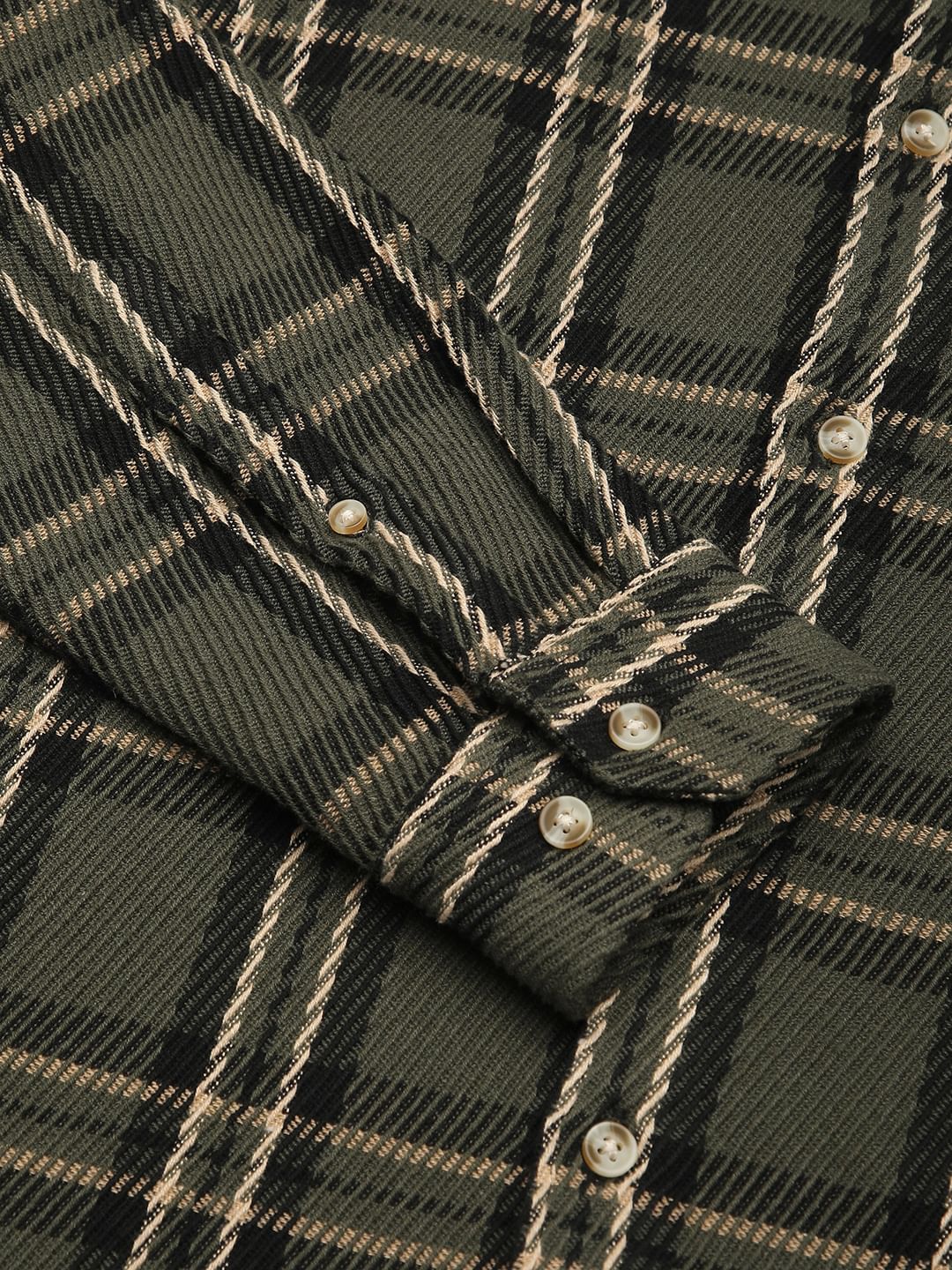 Opulent Olive & Black Heavy Twill Box Checks Shirt