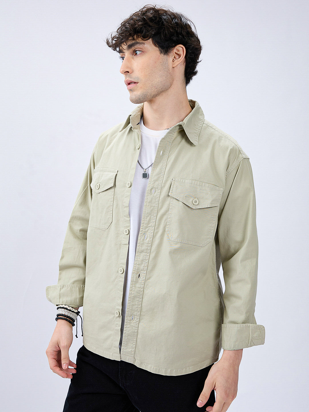 Super Soft Earthy Green Double Pocket Overshirt