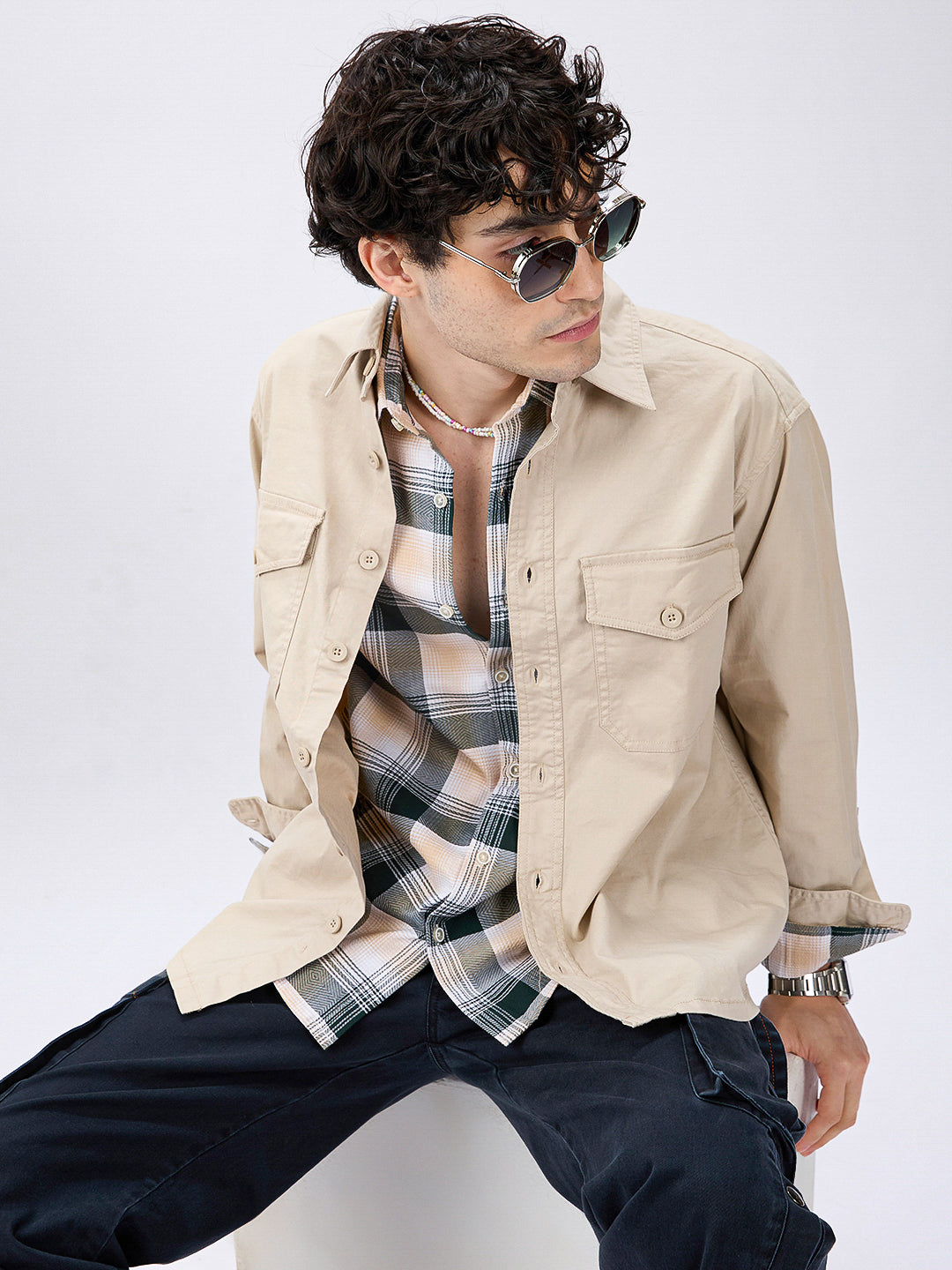 Super Soft Tan Beige Double Pocket Overshirt