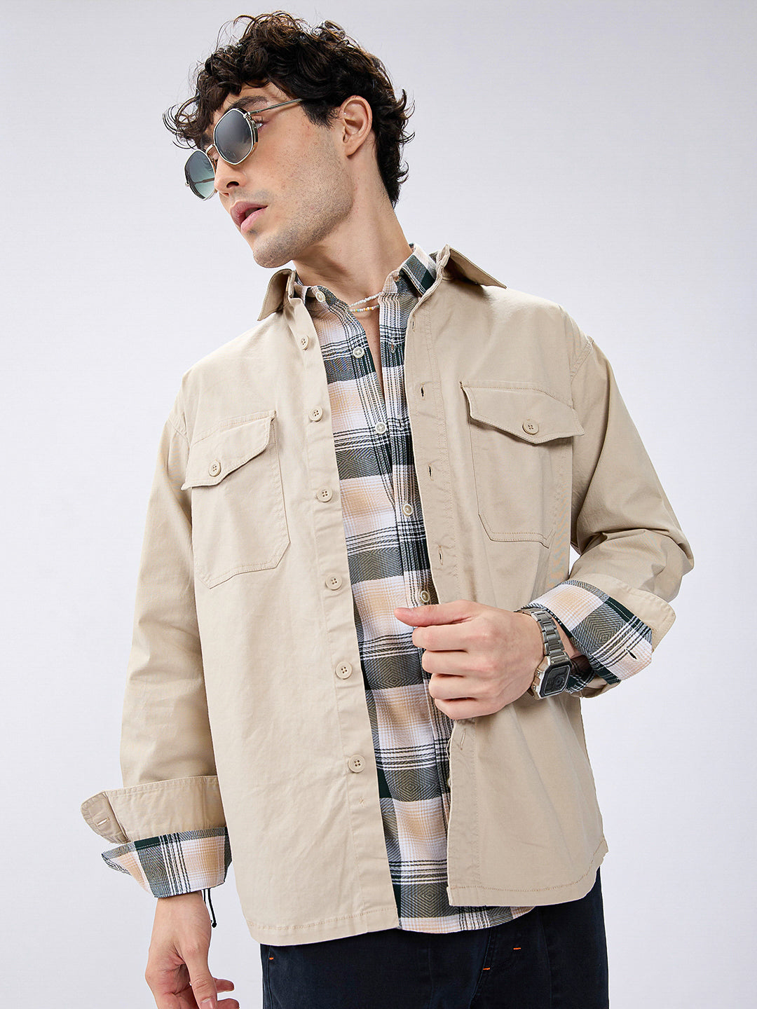 Super Soft Tan Beige Double Pocket Overshirt