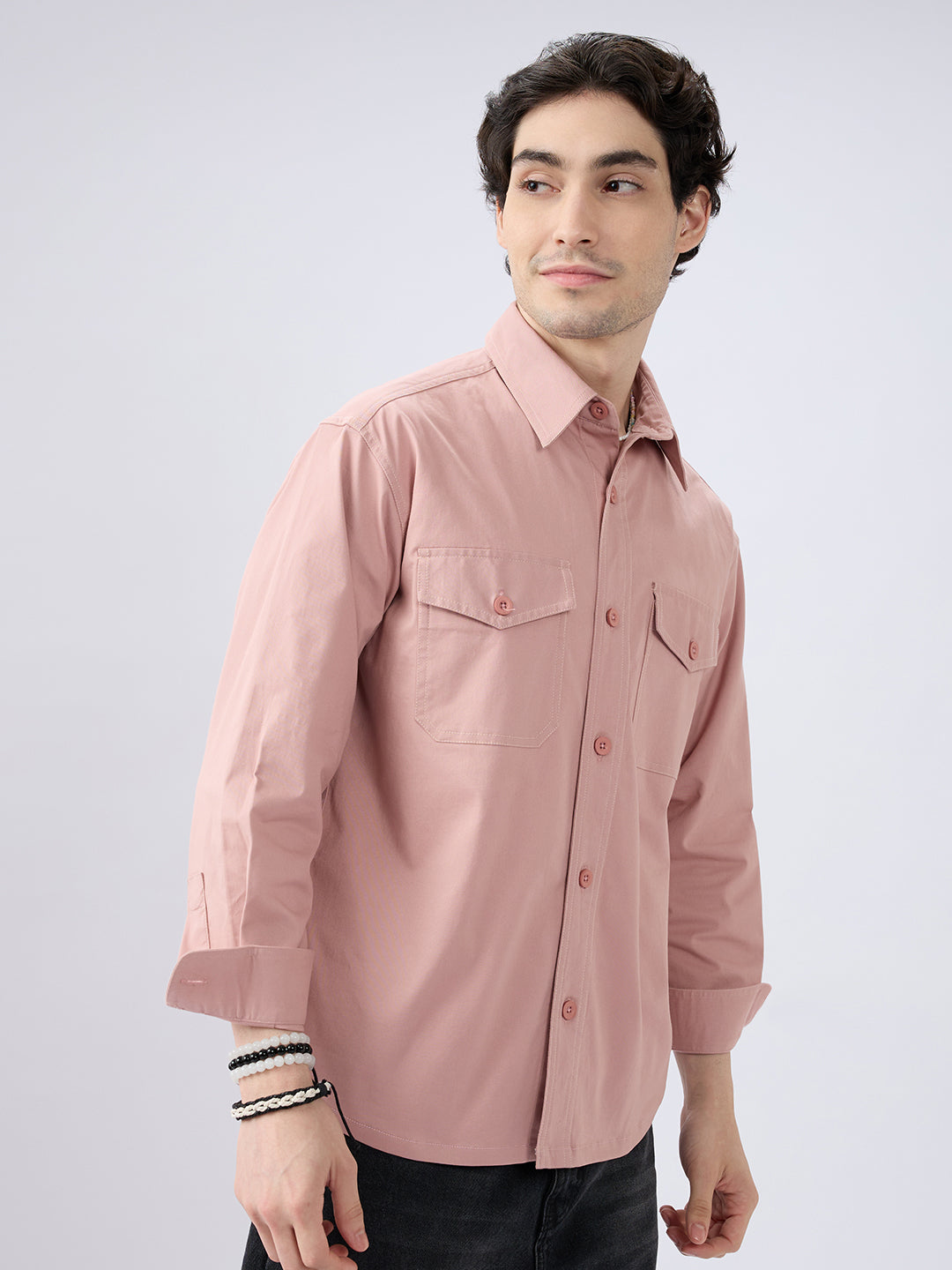Super Soft Rose Pink Double Pocket Overshirt
