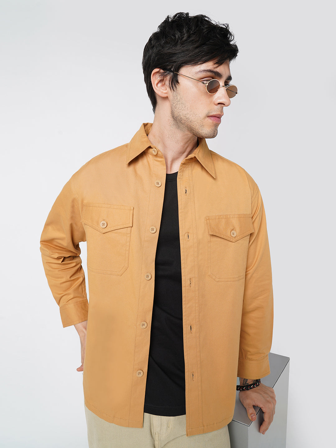 Super Soft Solid Tangerine Double Pocket Overshirt