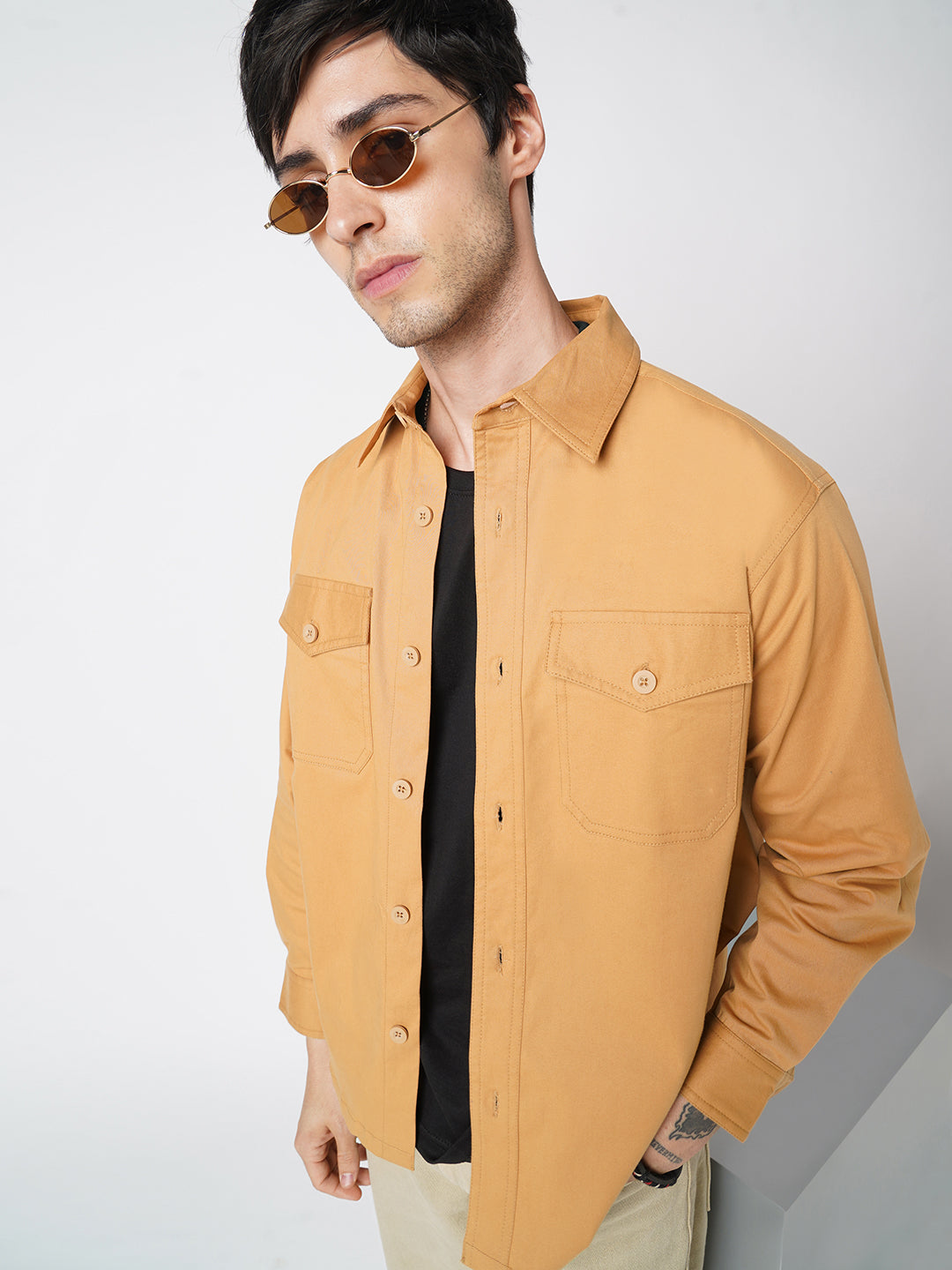 Super Soft Solid Tangerine Double Pocket Overshirt