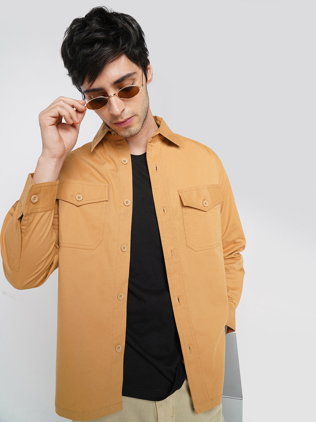 Super Soft Solid Tangerine Double Pocket Overshirt