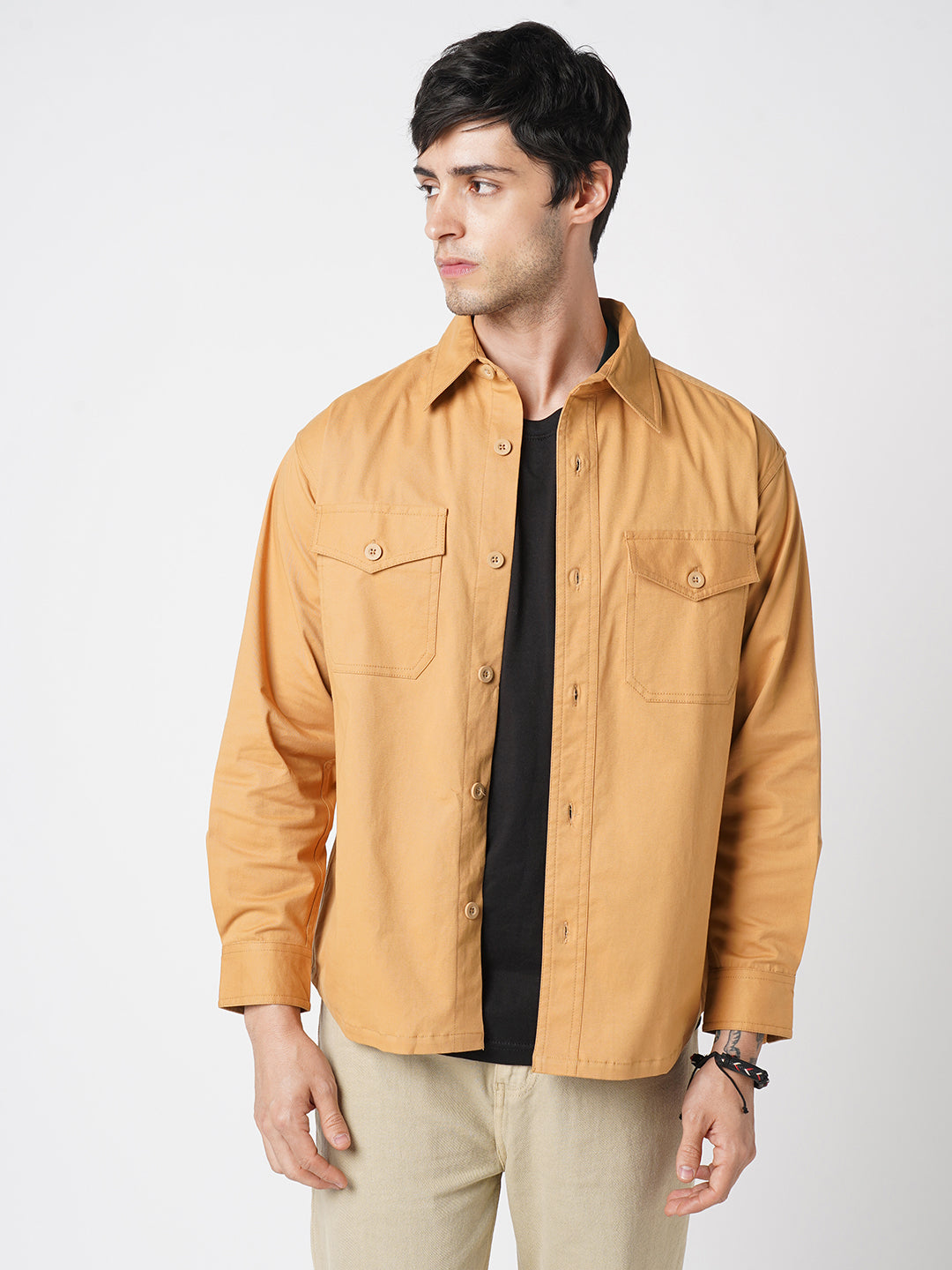 Super Soft Solid Tangerine Double Pocket Overshirt