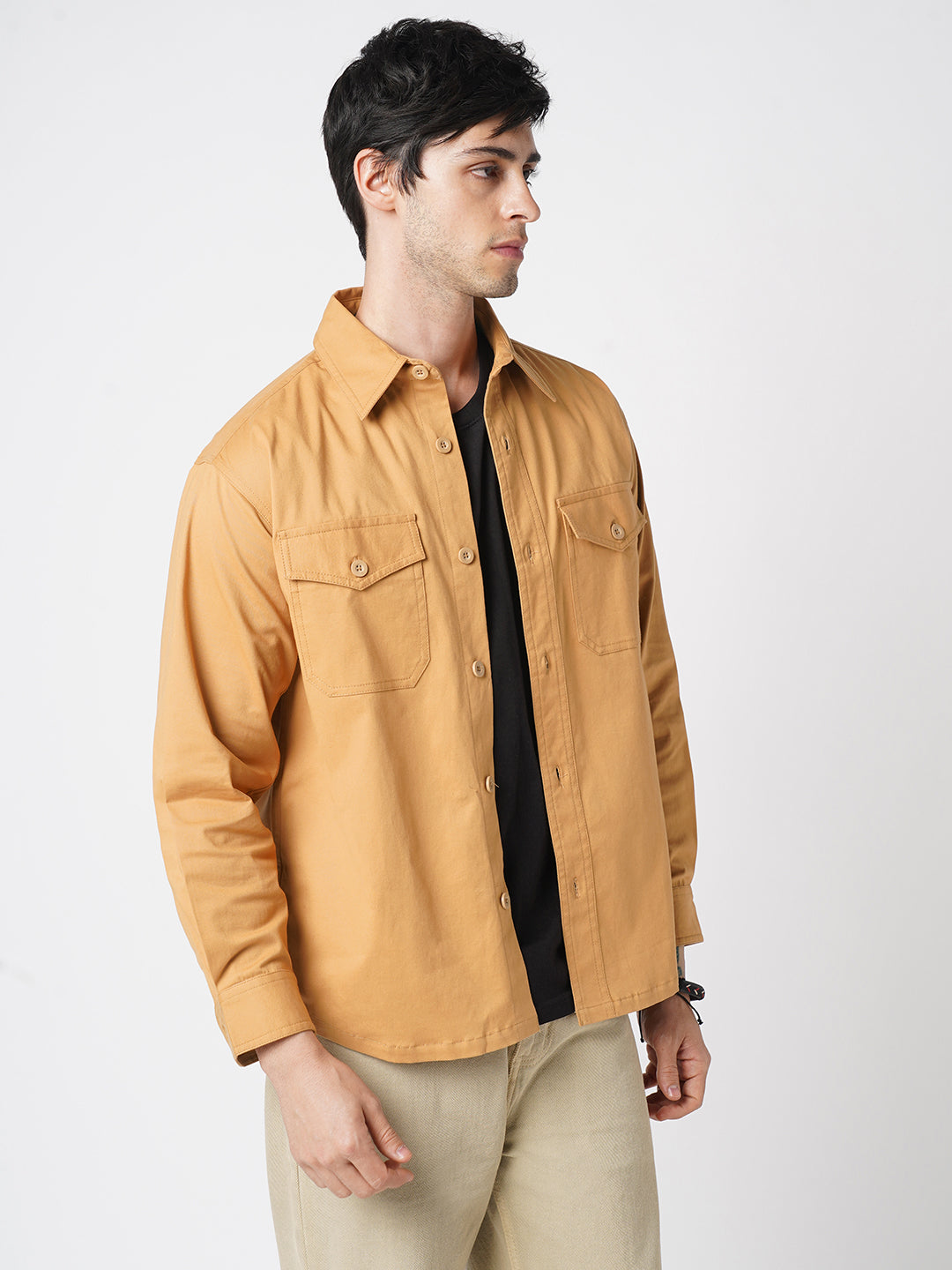 Super Soft Solid Tangerine Double Pocket Overshirt
