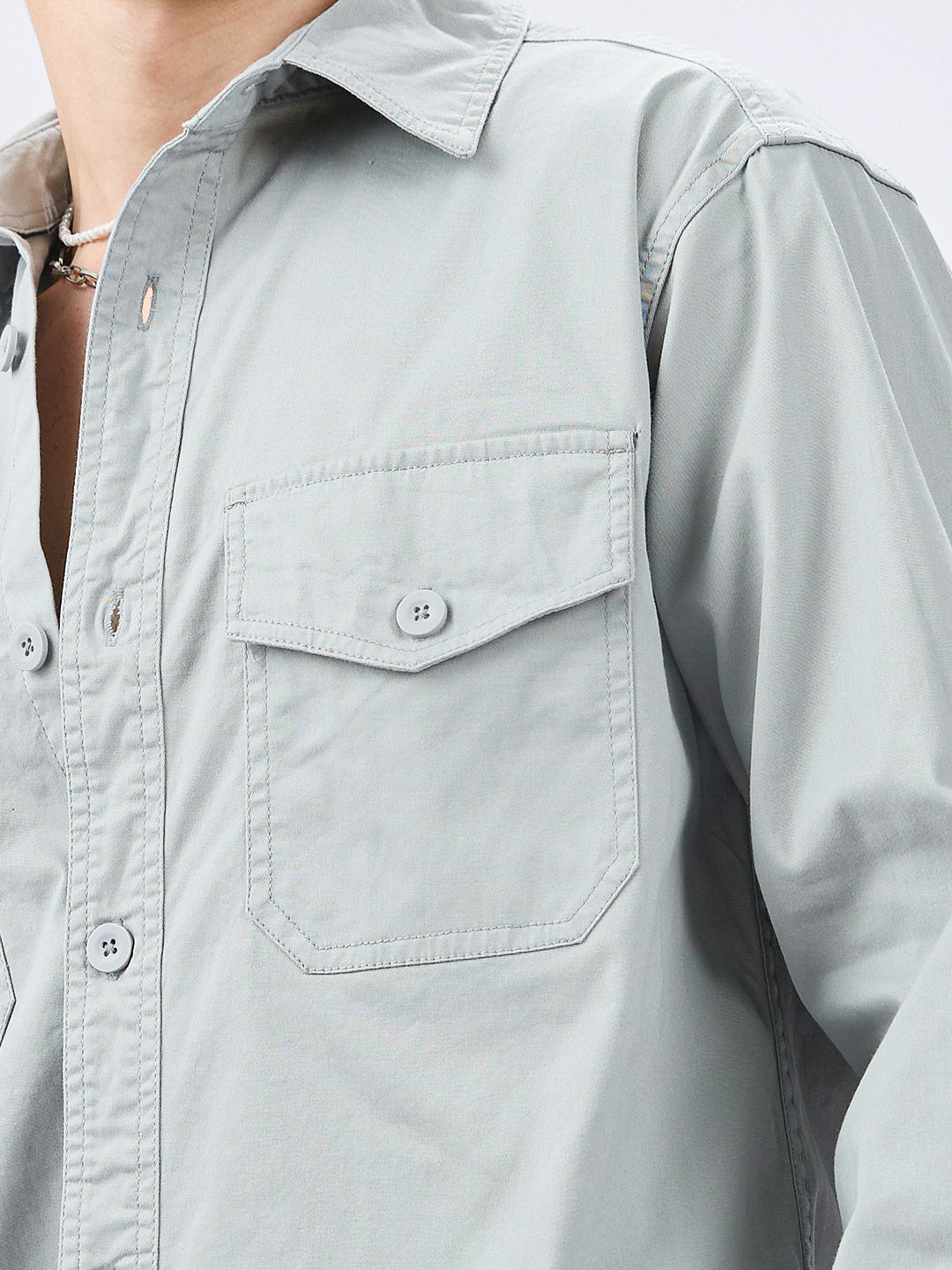 Super Soft Muted Mint Green Double Pocket Overshirt