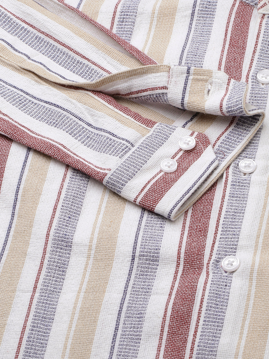 Multicolour Vertical Stripes Mandarin Shirt