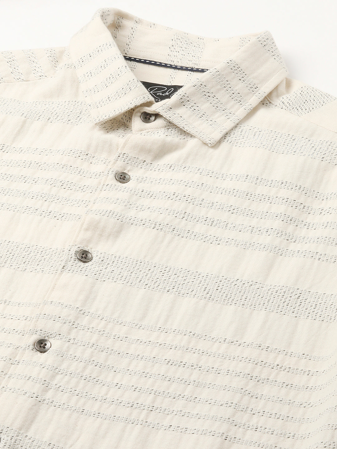 Ivory Herringbone Jacquard Shirt