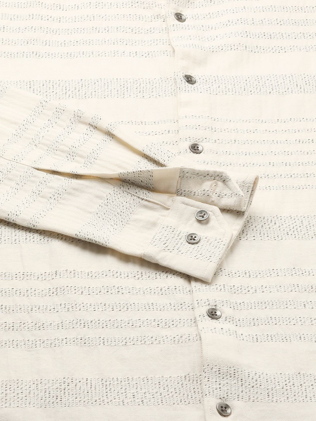 Ivory Herringbone Jacquard Shirt