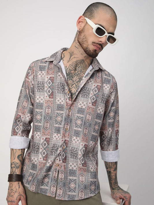 Motifs Printed Multicolour Shirt