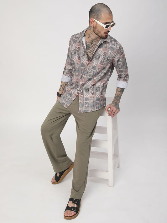 Motifs Printed Multicolour Shirt