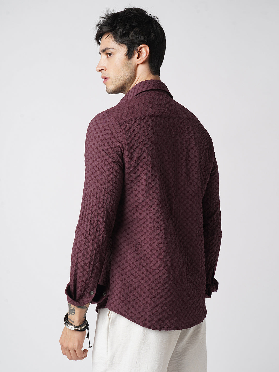 Deep Maroon Textured Shirt