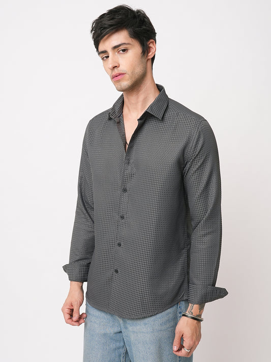 Refined Charcoal Grey Embossed Shirt