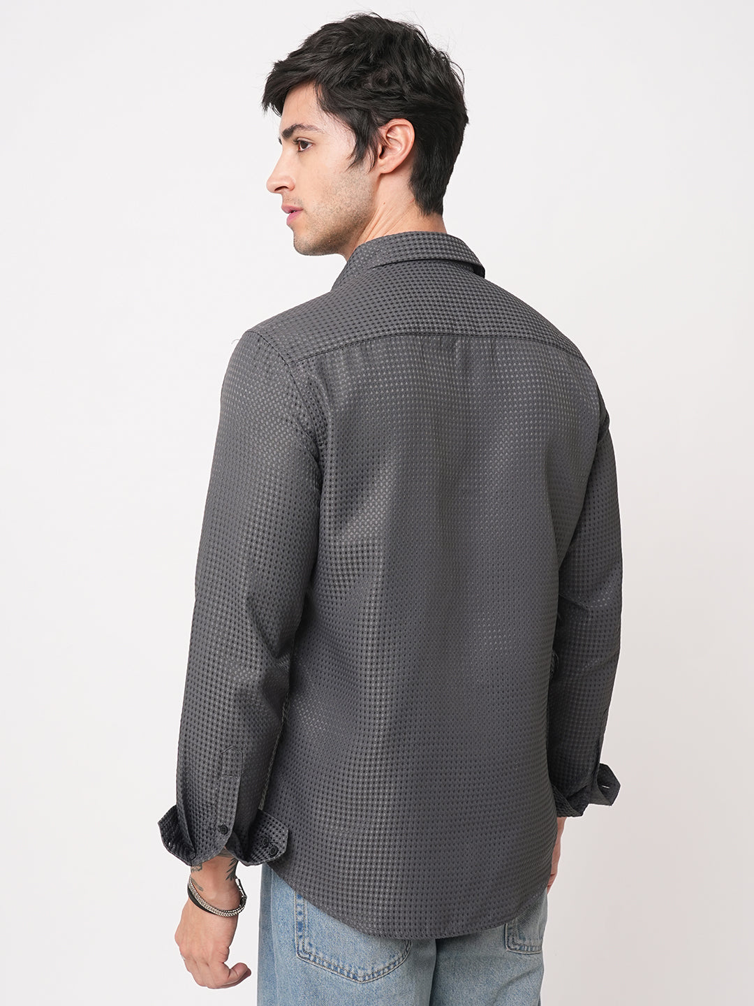 Refined Charcoal Grey Embossed Shirt