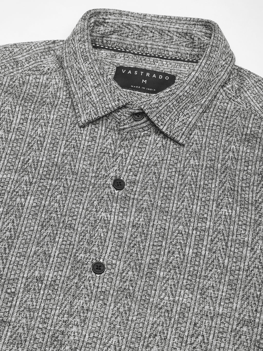 Black & White Textured Knitted Shirt