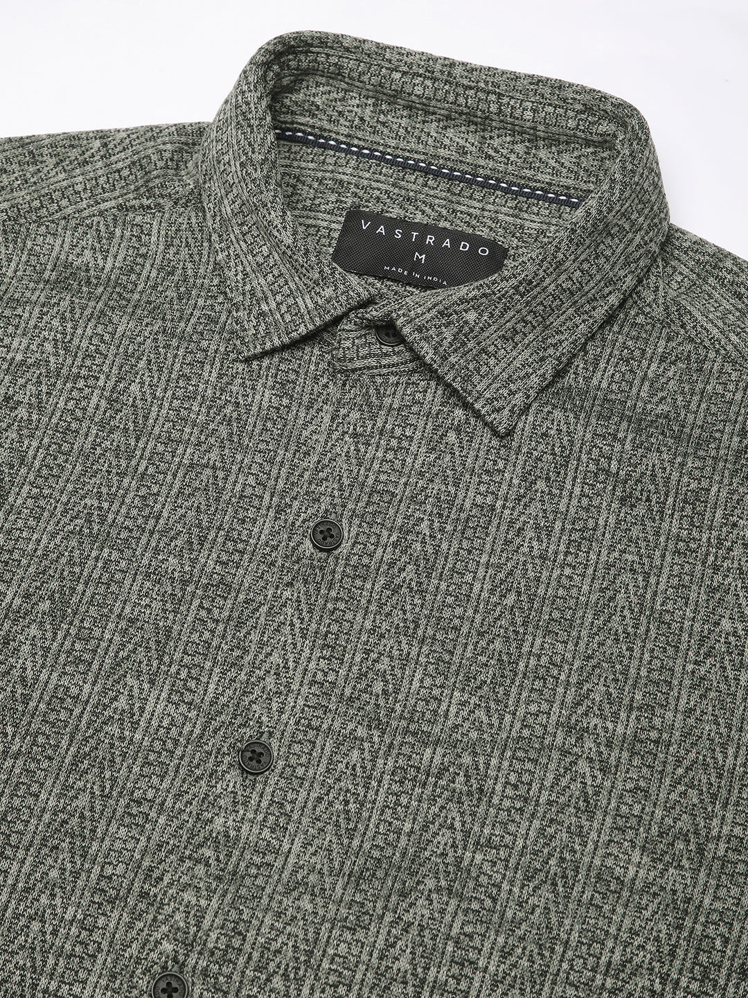 Green Textured Knitted Shirt