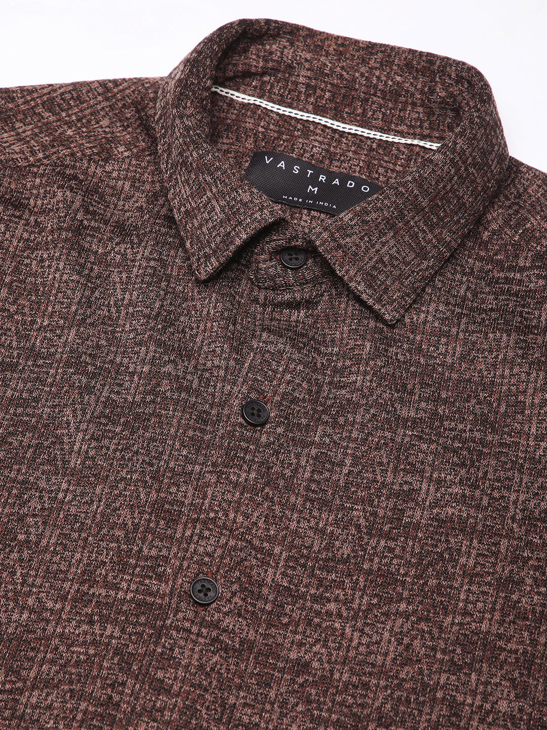 Brown Textured Knitted Shirt