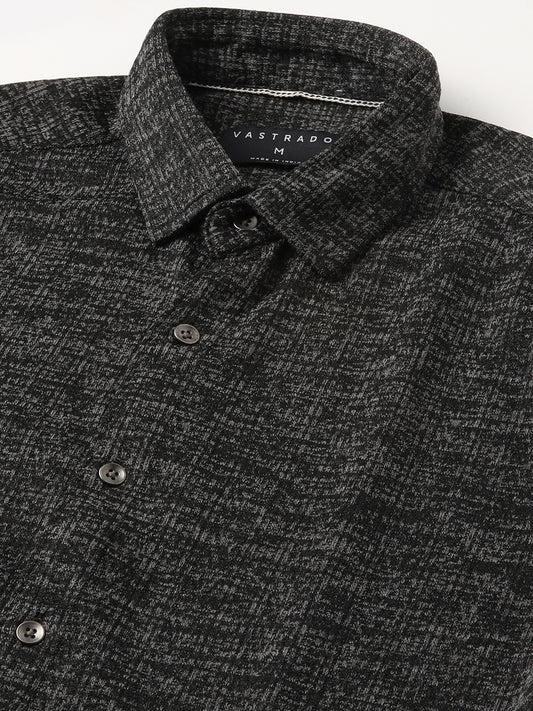 Squashy Black Textured Knitted Shirt