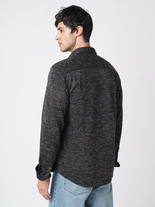 Squashy Black Textured Knitted Shirt