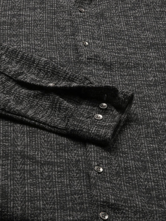 Squashy Black Textured Knitted Shirt