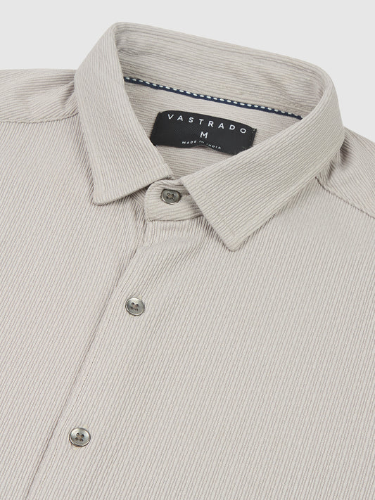 Gallant Pastel Grey Textured Knitted Shirt