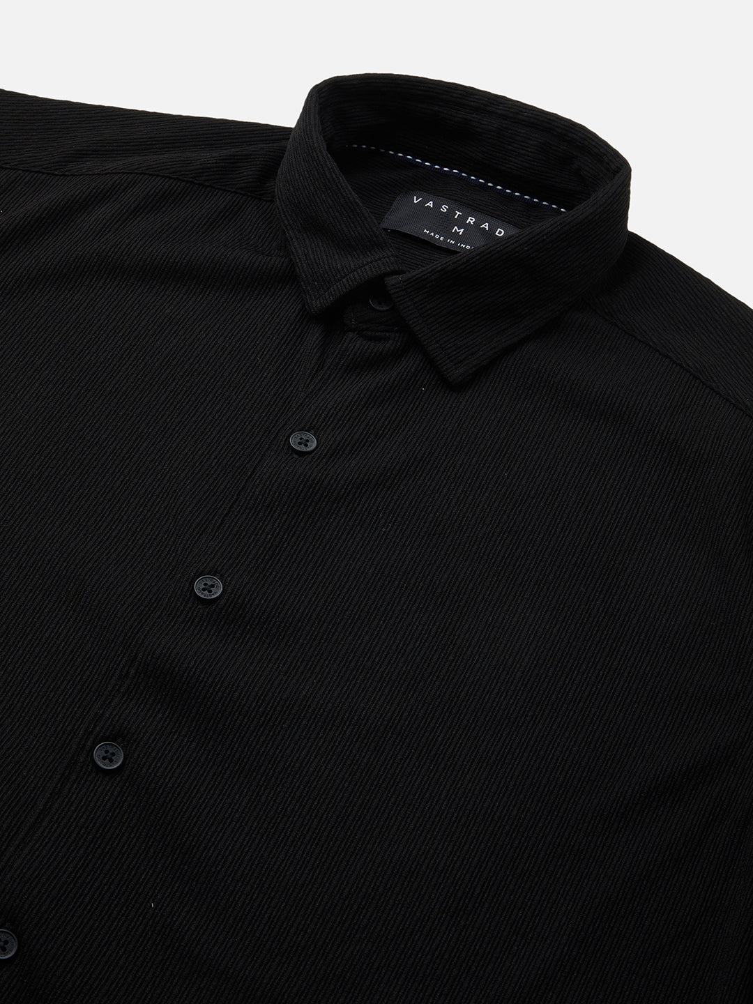 Spiffy Black Ribbed Knitted Shirt
