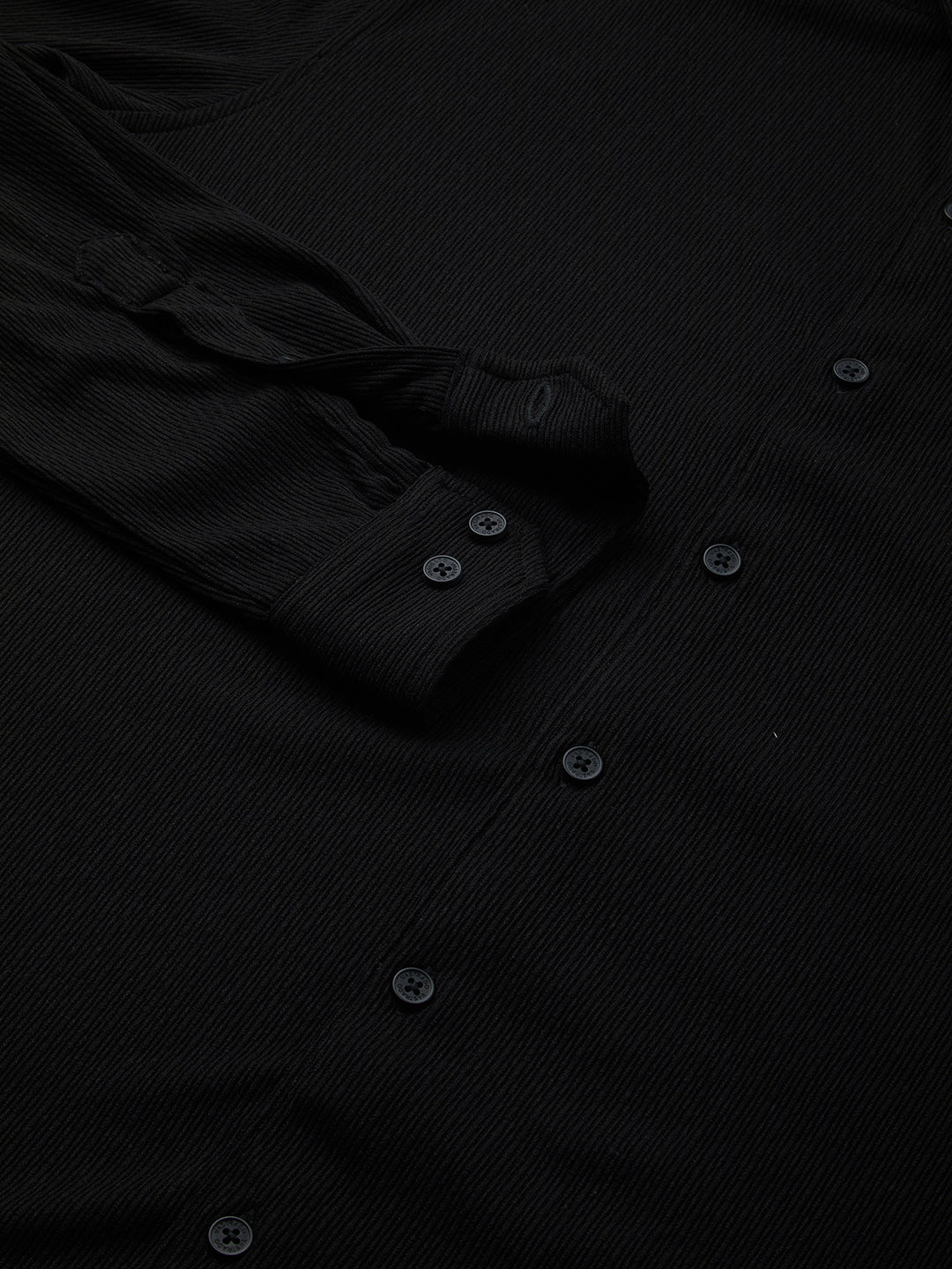 Spiffy Black Ribbed Knitted Shirt