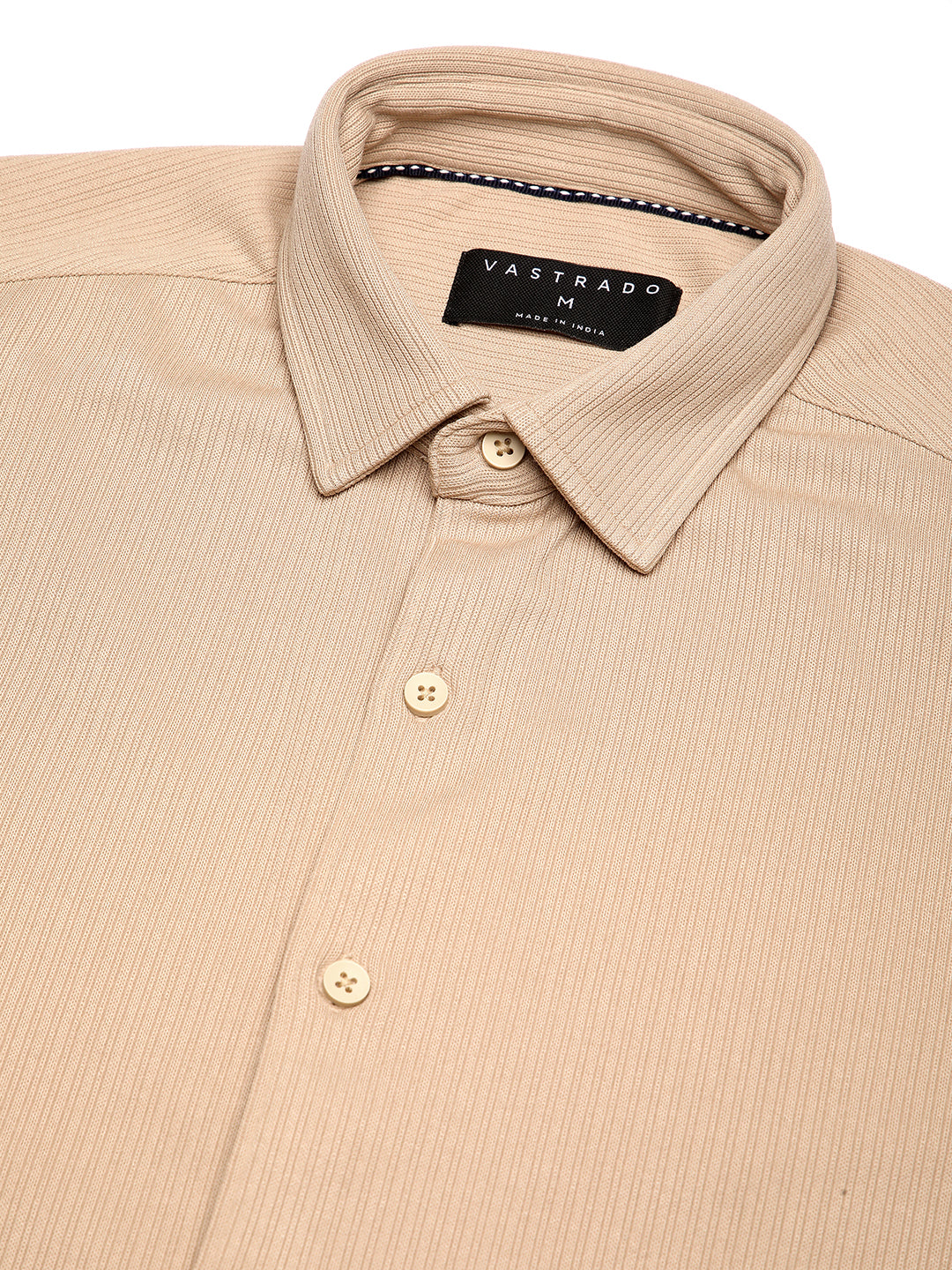 Refined Hairline Stripes Beige Knitted Shirt